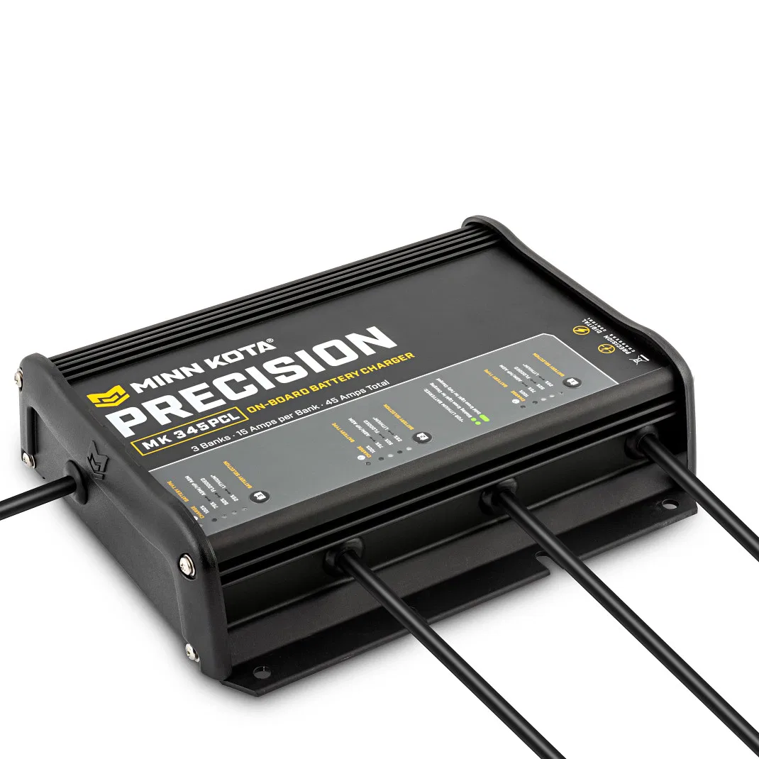 1833454 – MINN KOTA Battery Charger, For 12 Volt Flooded Lead Acid/ 12 Volt AGM/ 12 Volt Lithium LiFePO4 On-Board 3-B...